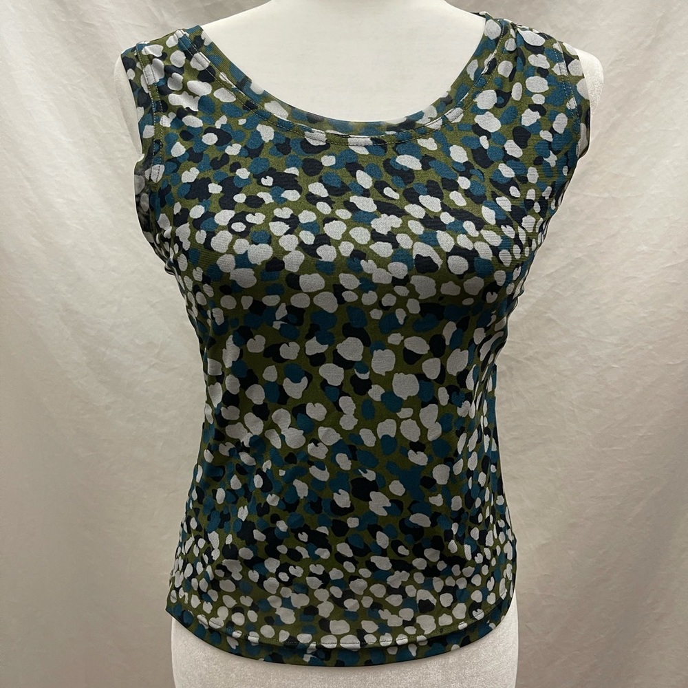 Print Sleeveless scoop neck top Petite medium